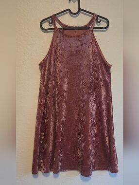Pinc Dusky Rose Crushed Velvet Slip Dress
